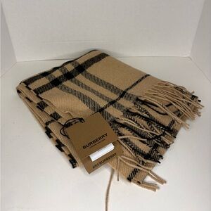 Burberry Giant Check Wool Scarf Camel